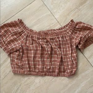 American eagle cropped plaid top size small